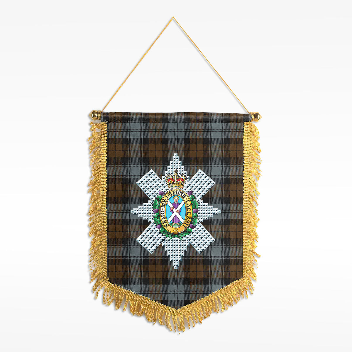 Black Watch Weathered Tartan Crest Wall Hanging Banner