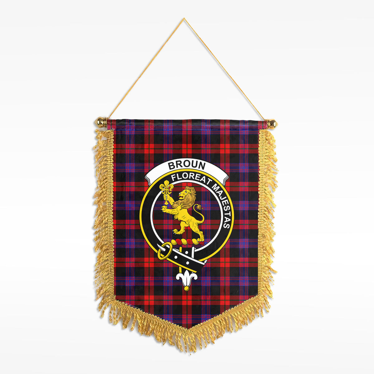 Broun Modern Tartan Crest Wall Hanging Banner