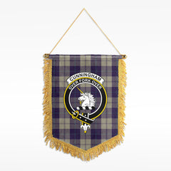 Cunningham Dress Blue Dancers Tartan Crest Wall Hanging Banner