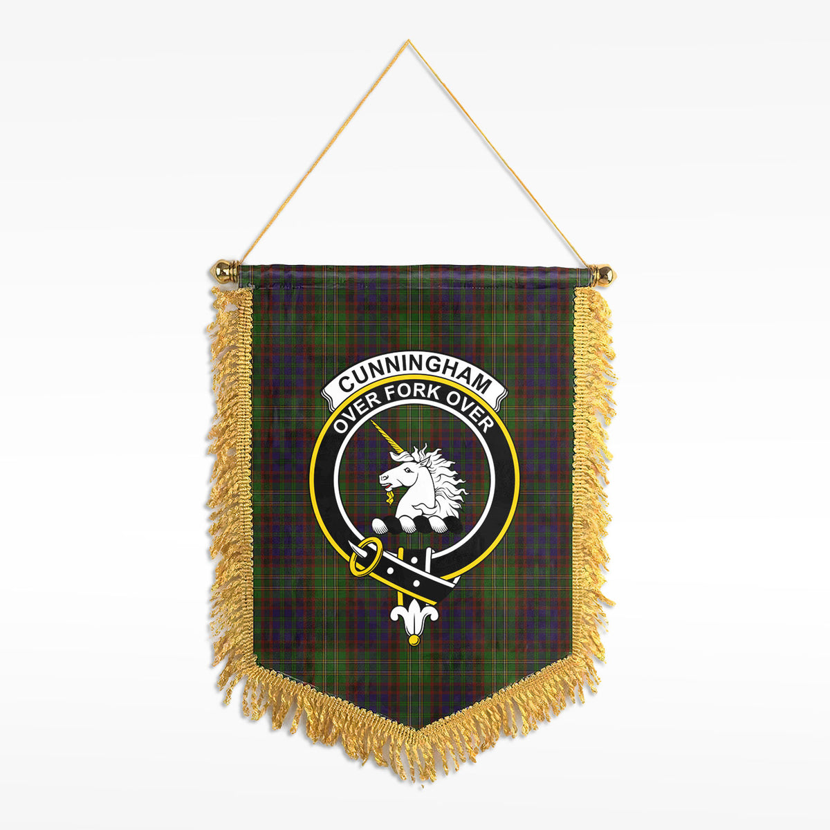 Cunningham Hunting Modern Tartan Crest Wall Hanging Banner