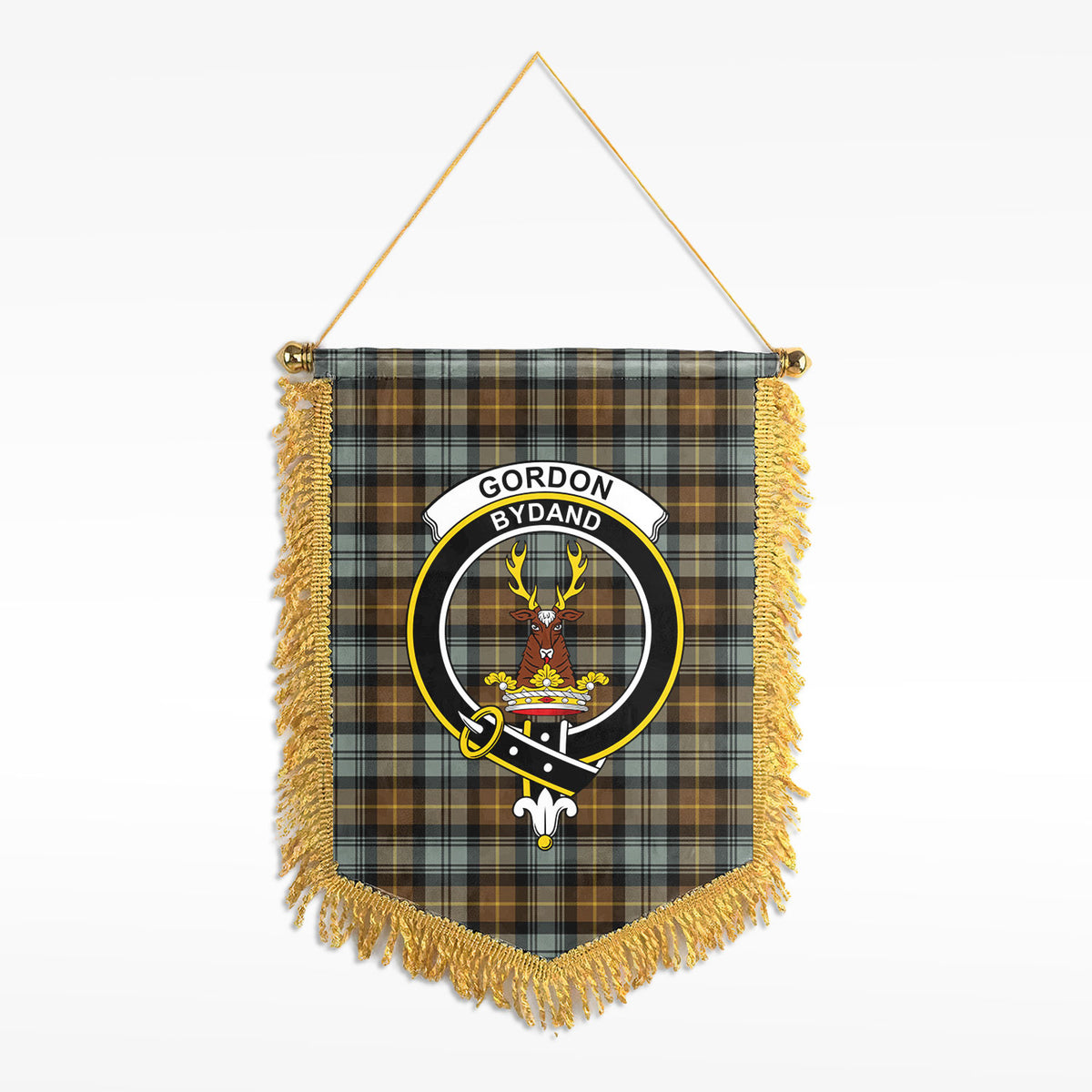 Gordon Weathered Tartan Crest Wall Hanging Banner