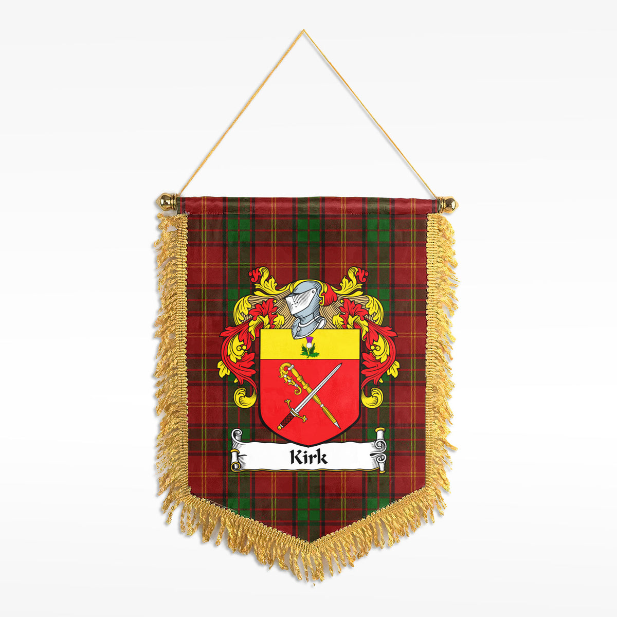 Kirk Tartan Coat of Arms Wall Hanging Banner