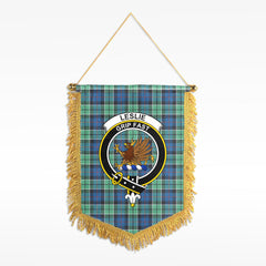 Leslie Hunting Ancient Tartan Crest Wall Hanging Banner