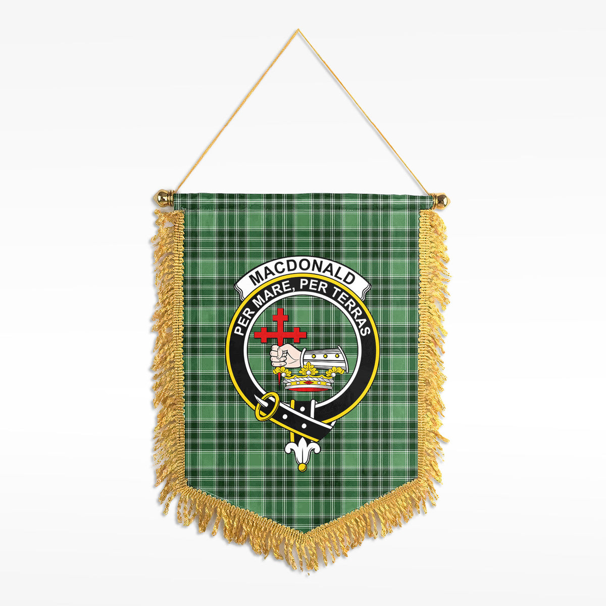 MacDonald Lord of the Isles Hunting Tartan Crest Wall Hanging Banner