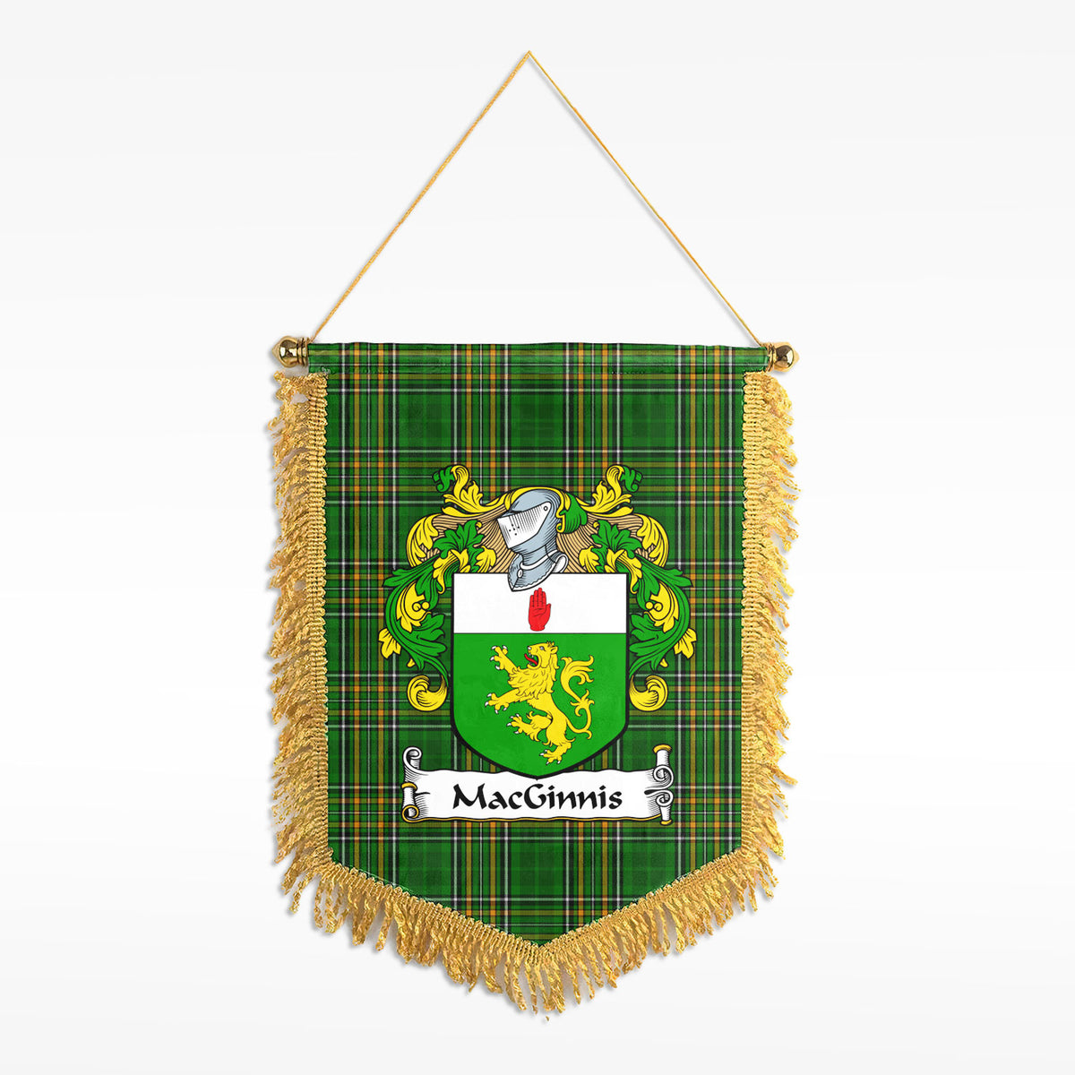 MacGinnis Tartan Coat of Arms Wall Hanging Banner