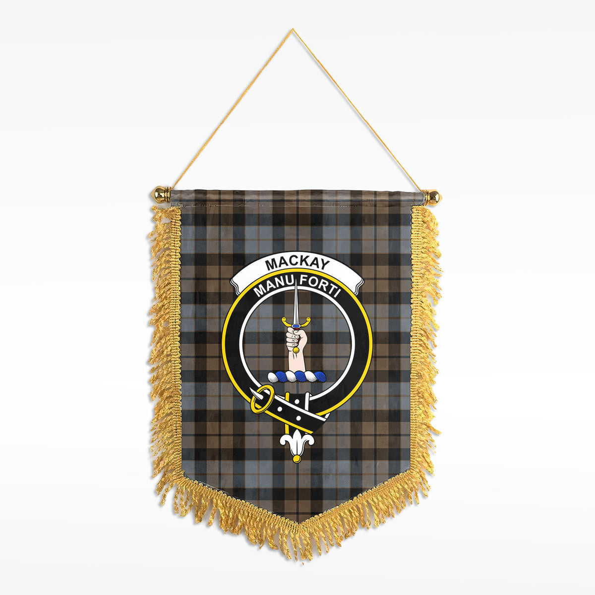 MacKay Weathered Tartan Crest Wall Hanging Banner