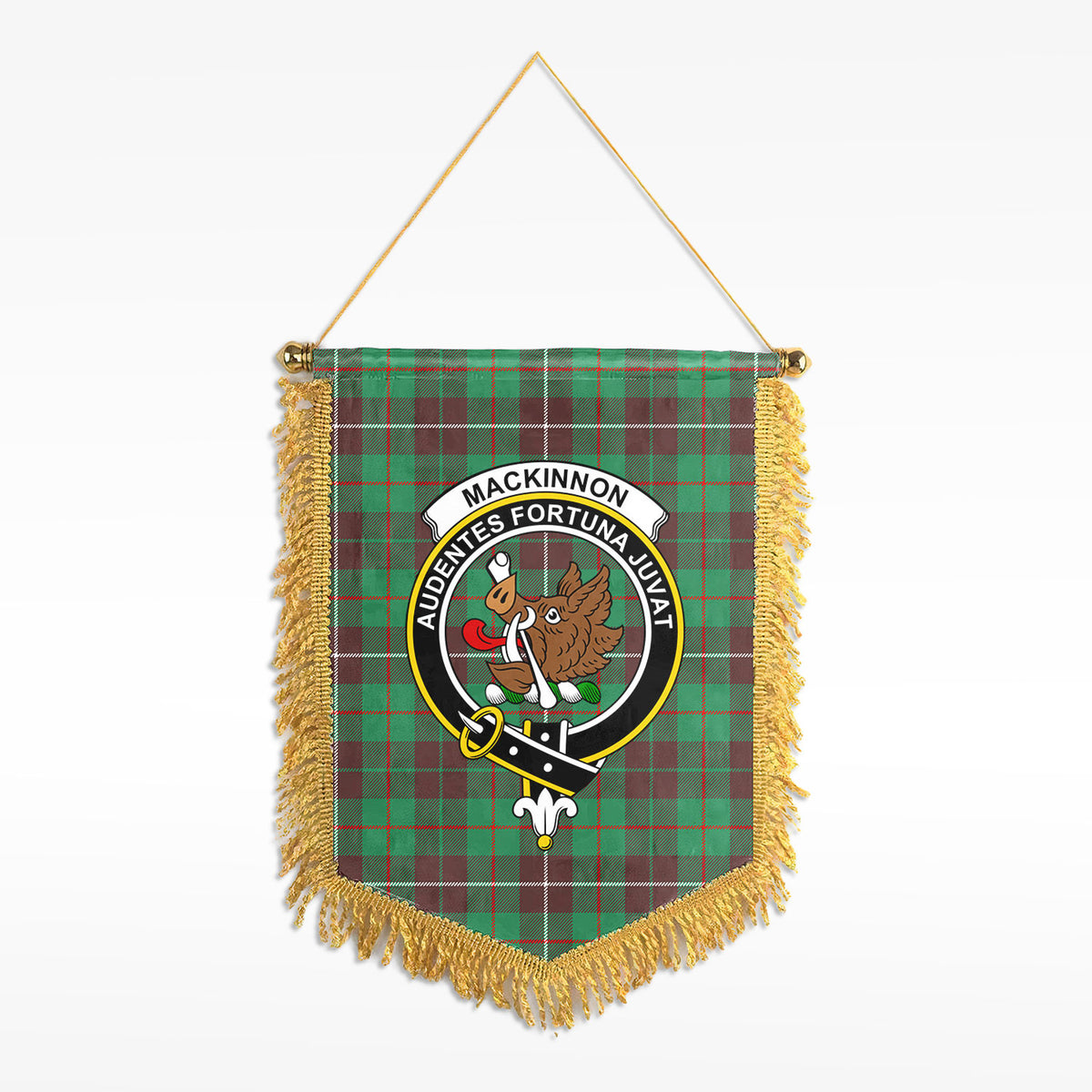 MacKinnon Hunting Ancient Tartan Crest Wall Hanging Banner