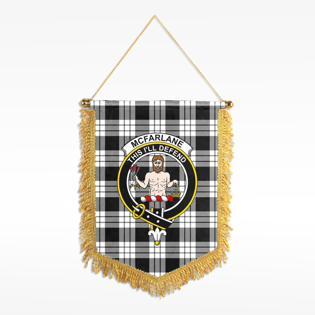 McFarlane Black - White Tartan Crest Wall Hanging Banner