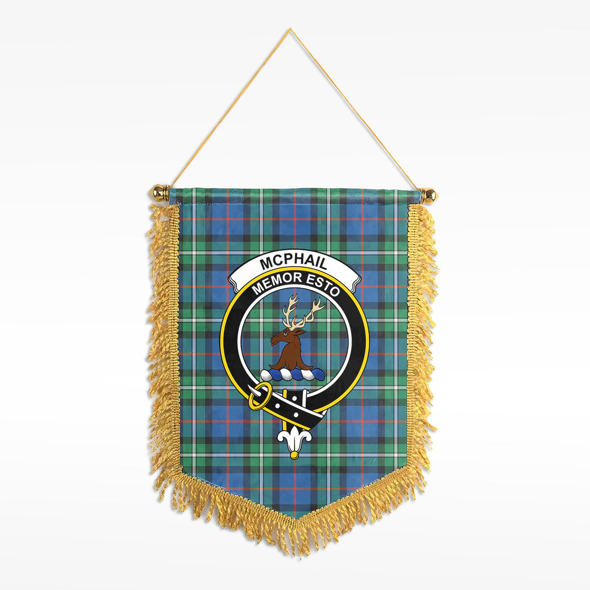 McPhail Hunting Ancient Tartan Crest Wall Hanging Banner