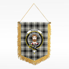 Menzies Black - White Ancient Tartan Crest Wall Hanging Banner