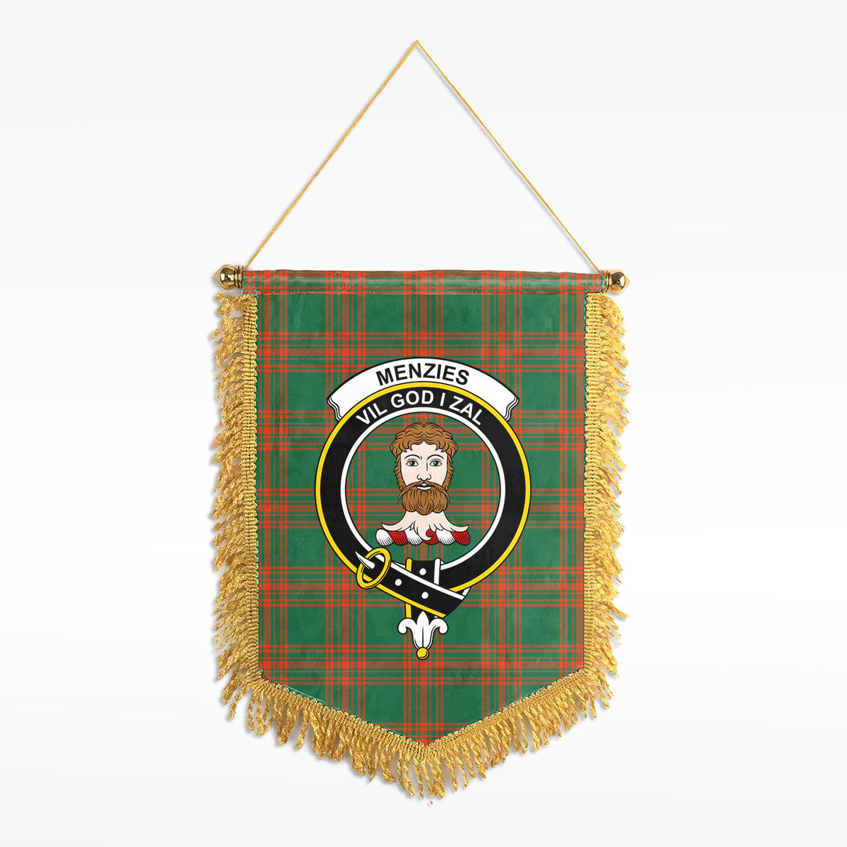 Menzies Green Ancient Tartan Crest Wall Hanging Banner