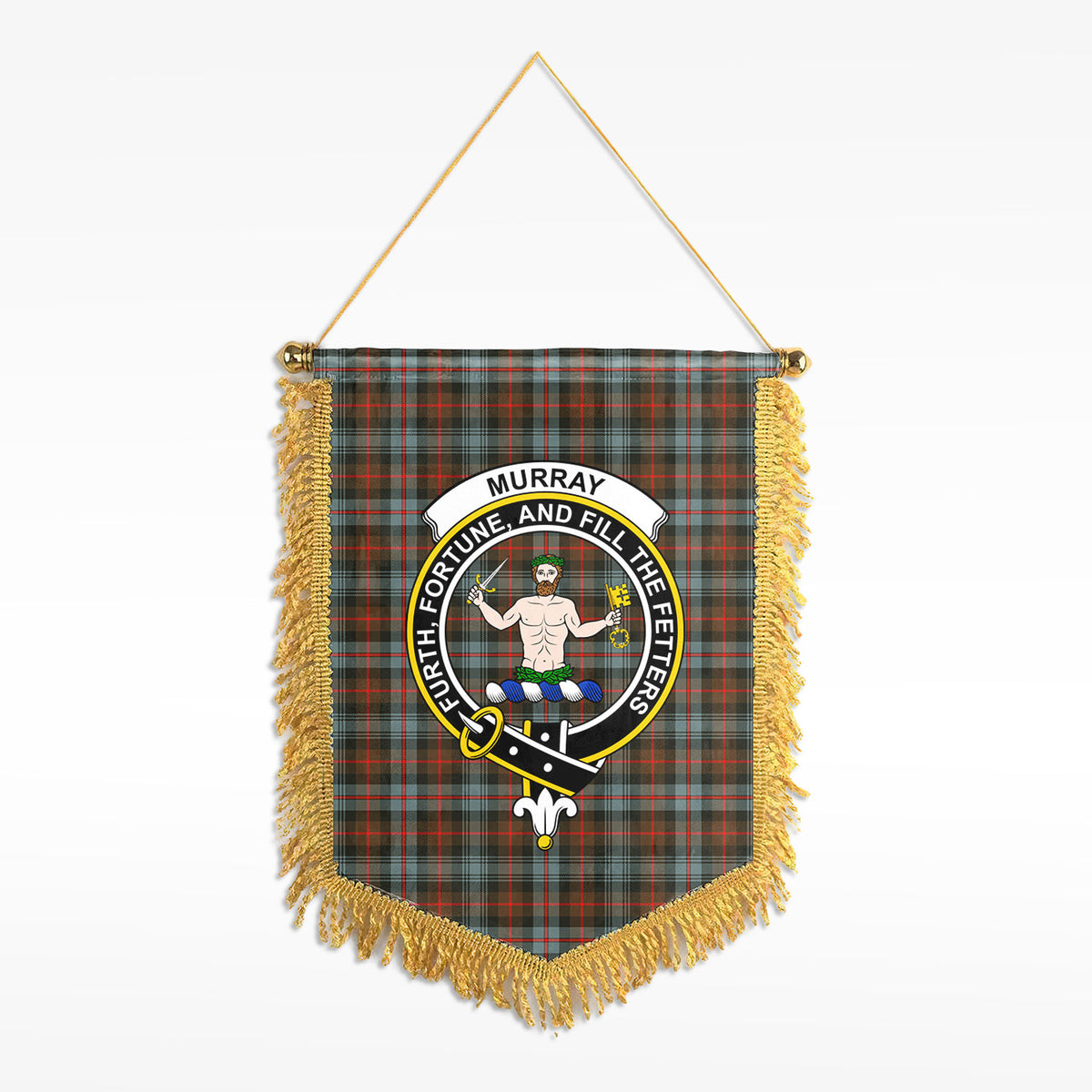 Murray of Atholl Weathered Tartan Crest Wall Hanging Banner