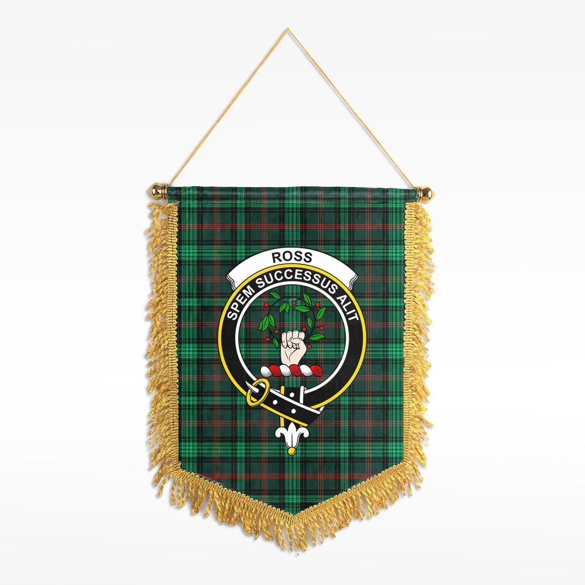 Ross Hunting Modern Tartan Crest Wall Hanging Banner