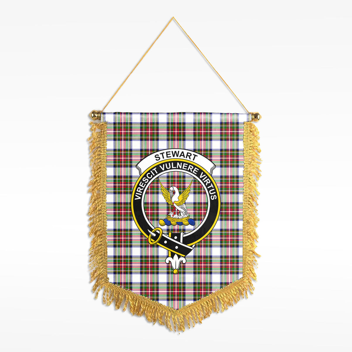 Stewart Dress Modern Tartan Crest Wall Hanging Banner