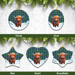 Blair Ancient 01 Tartan Christmas Ceramic Ornament - Highland Cows Snow Style