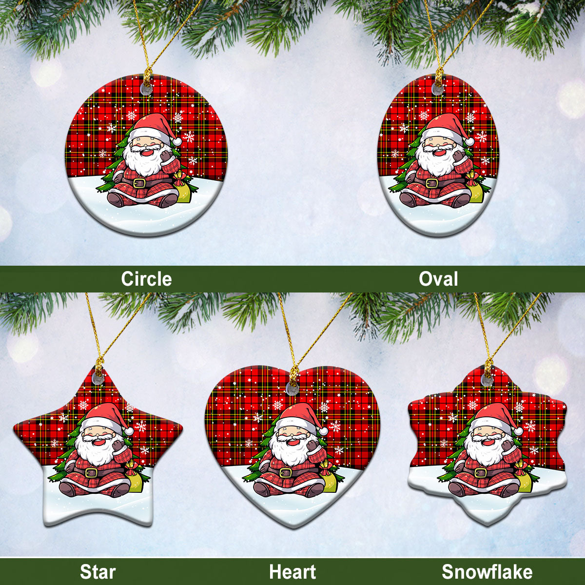 Brodie Modern Tartan Christmas Ceramic Ornament - Scottish Santa Style