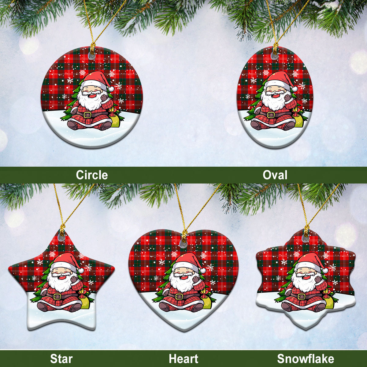 Chisholm Modern Tartan Christmas Ceramic Ornament - Scottish Santa Style