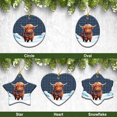 Cooper Ancient Tartan Christmas Ceramic Ornament - Highland Cows Snow Style