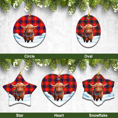 Fraser Tartan Christmas Ceramic Ornament - Highland Cows Snow Style