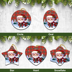 Fraser (of Lovat) Weathered Tartan Christmas Ceramic Ornament - Santa Claus In Kilt Style