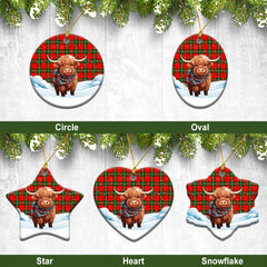 Gartshore Tartan Christmas Ceramic Ornament - Highland Cows Snow Style