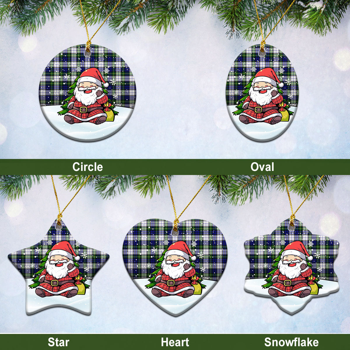 Gordon Dress Modern Tartan Christmas Ceramic Ornament - Scottish Santa Style