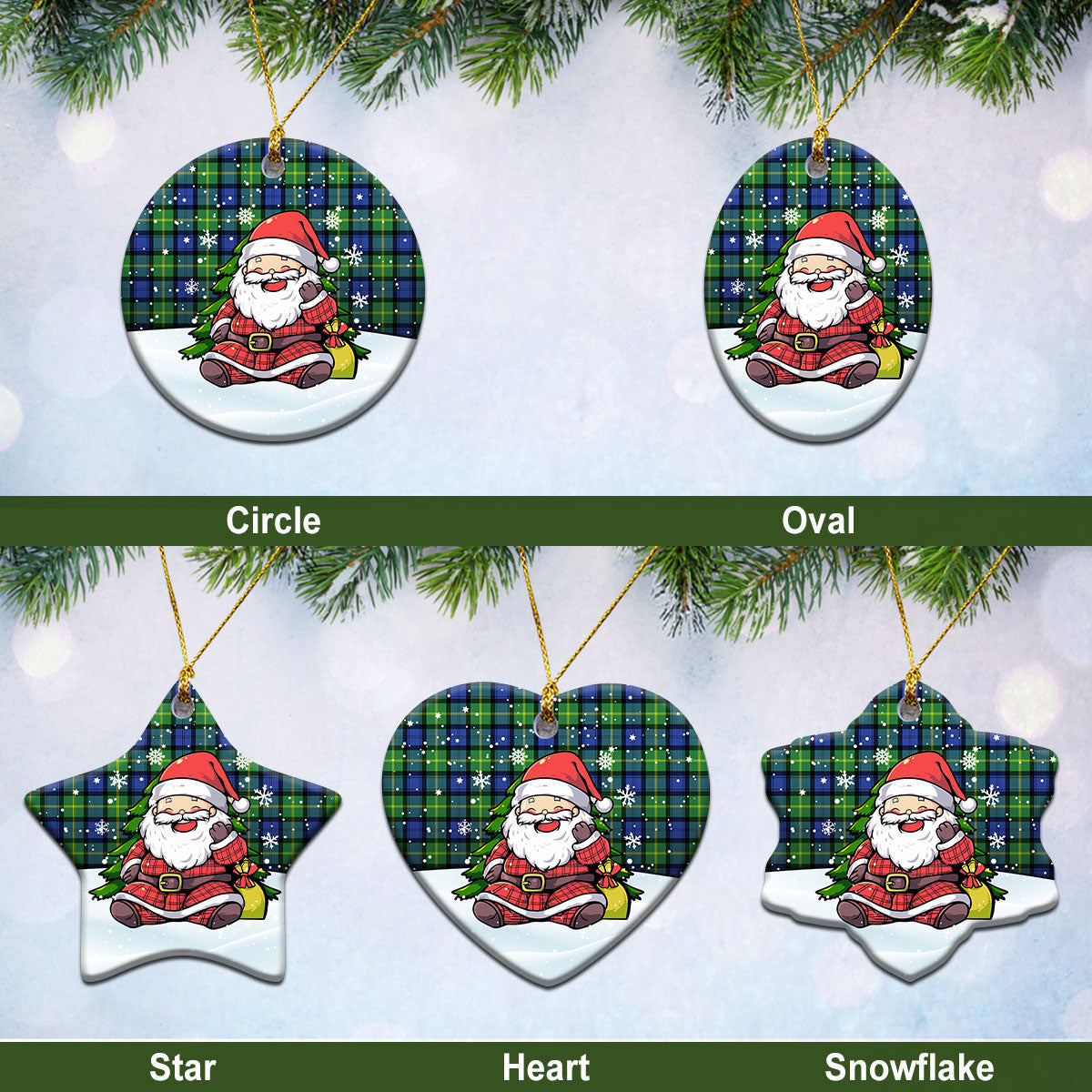 Gordon Old Ancient Tartan Christmas Ceramic Ornament - Scottish Santa Style