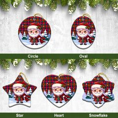 Gow (of Skeoch) Tartan Christmas Ceramic Ornament - Santa Claus In Kilt Style