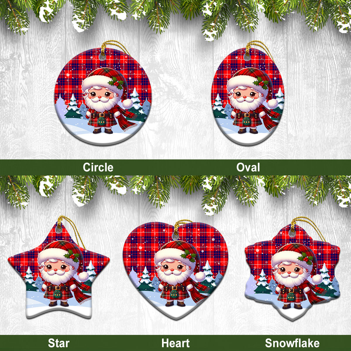 Hamilton Modern Tartan Christmas Ceramic Ornament - Santa Claus In Kilt Style