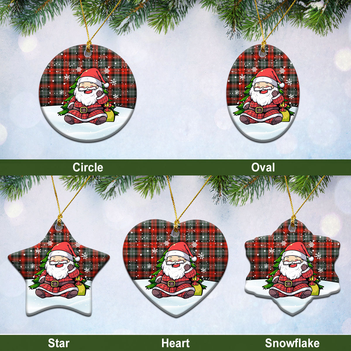 MacLachlan Weathered Tartan Christmas Ceramic Ornament - Scottish Santa Style