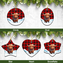 MacLeod of Raasay Tartan Christmas Ceramic Ornament - Highland Cows Snow Style