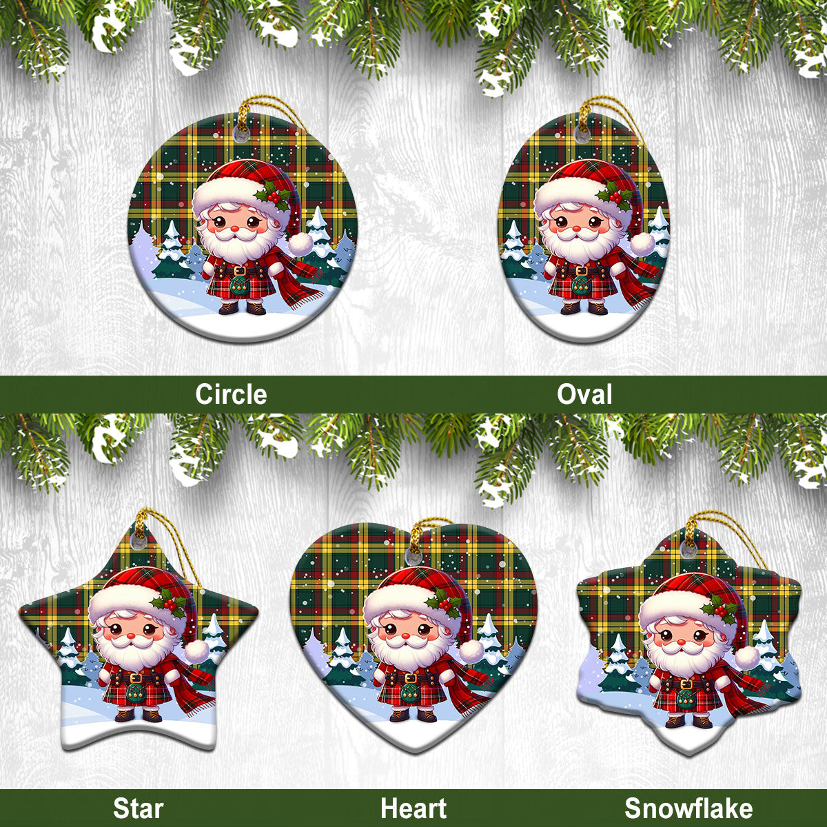 MacMillan Old Modern Tartan Christmas Ceramic Ornament - Santa Claus In Kilt Style