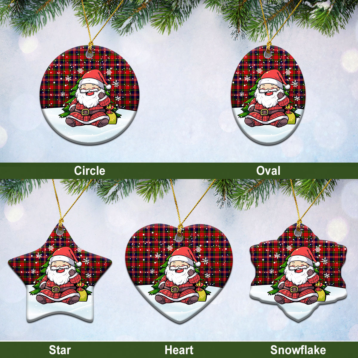 MacPherson Modern Tartan Christmas Ceramic Ornament - Scottish Santa Style