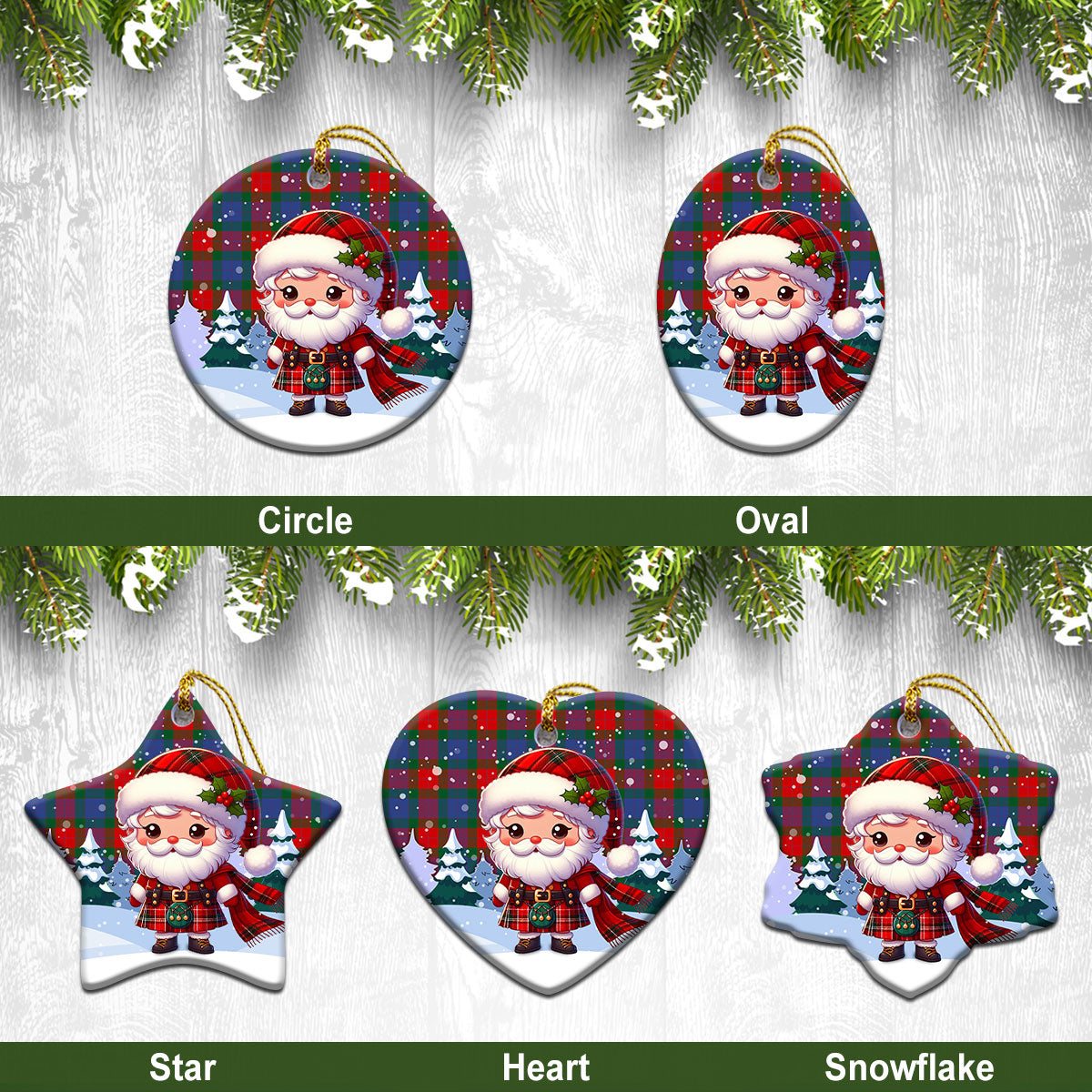 Mar Tartan Christmas Ceramic Ornament - Santa Claus In Kilt Style