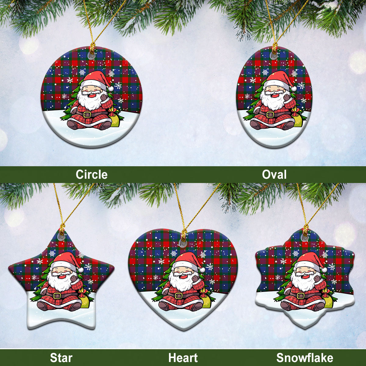 Mar Tartan Christmas Ceramic Ornament - Scottish Santa Style