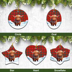 Maule Tartan Christmas Ceramic Ornament - Highland Cows Snow Style