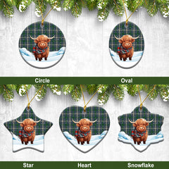 McDowall Tartan Christmas Ceramic Ornament - Highland Cows Snow Style