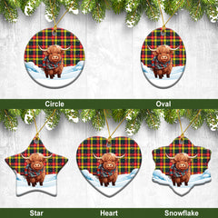 McIndoe Tartan Christmas Ceramic Ornament - Highland Cows Snow Style