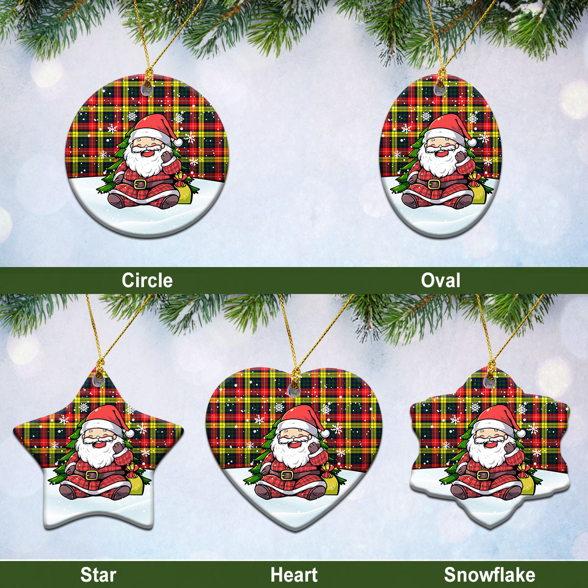 McIndoe Tartan Christmas Ceramic Ornament - Scottish Santa Style