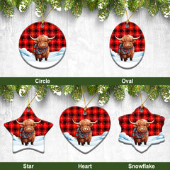 McIver Modern Tartan Christmas Ceramic Ornament - Highland Cows Snow Style