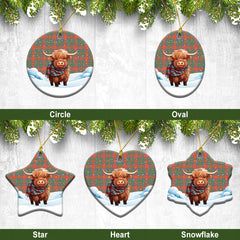 McKintosh Ancient Tartan Christmas Ceramic Ornament - Highland Cows Snow Style