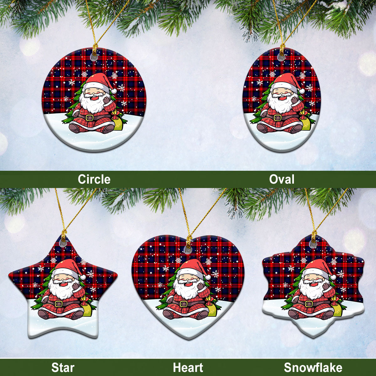 McLachlan Modern Tartan Christmas Ceramic Ornament - Scottish Santa Style