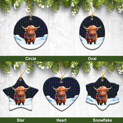 McLafferty Tartan Christmas Ceramic Ornament - Highland Cows Snow Style