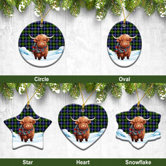 McNeil of Barra Modern Tartan Christmas Ceramic Ornament - Highland Cows Snow Style