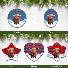 McTavish Modern Tartan Christmas Ceramic Ornament - Highland Cows Snow Style