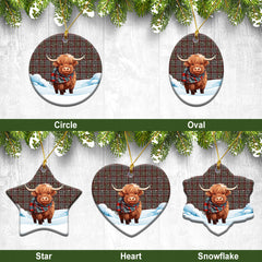 Nicolson Hunting Weathered Tartan Christmas Ceramic Ornament - Highland Cows Snow Style