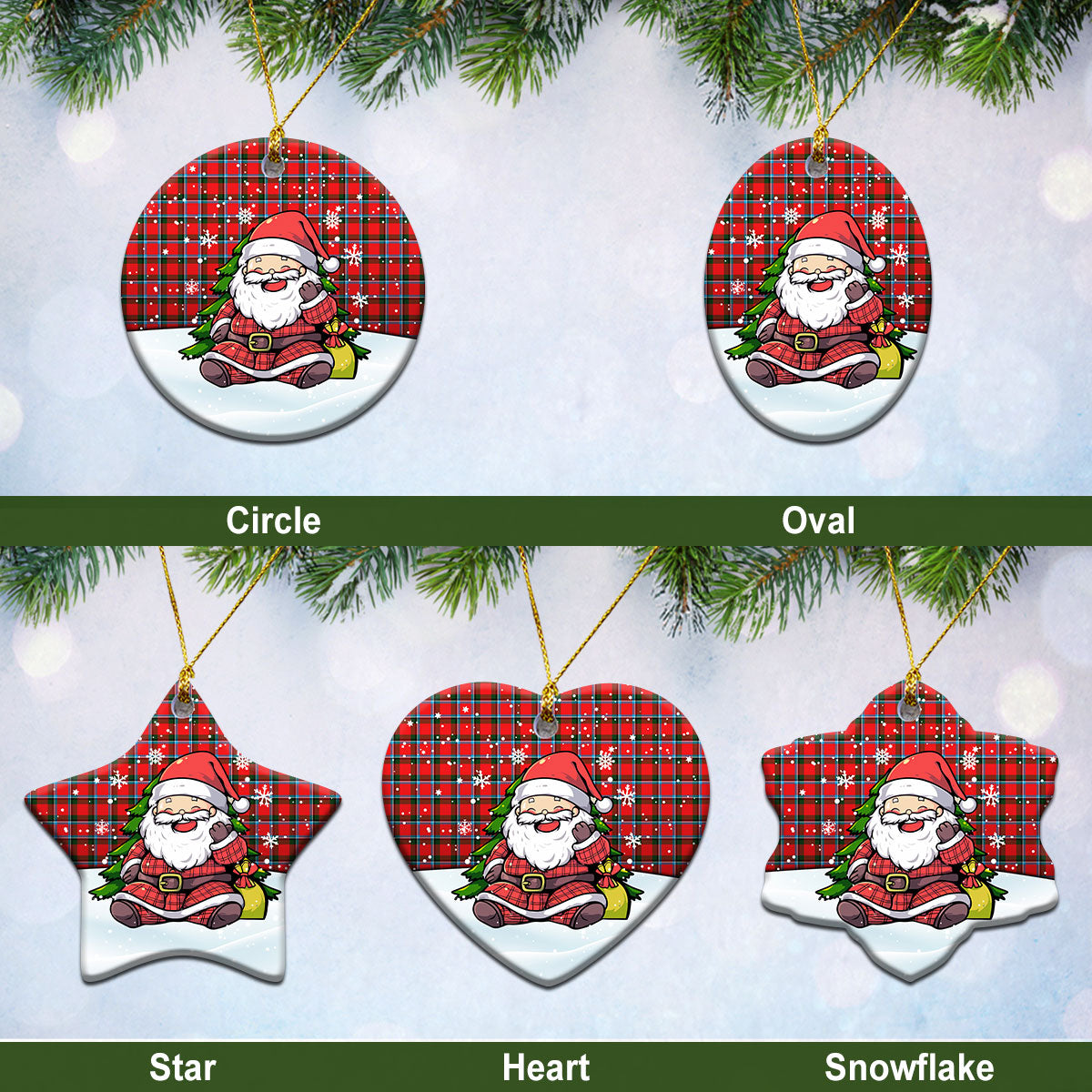 Sinclair Modern Tartan Christmas Ceramic Ornament - Scottish Santa Style