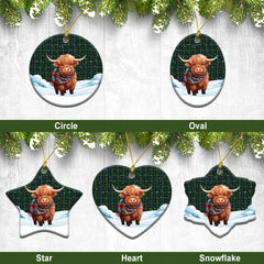 Tait Tartan Christmas Ceramic Ornament - Highland Cows Snow Style