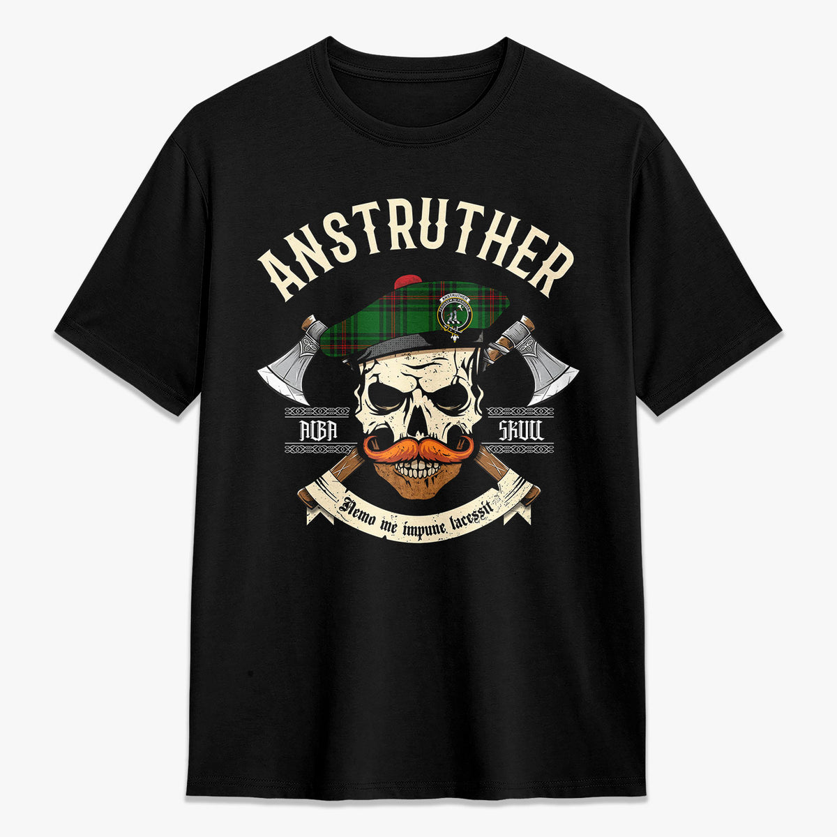 Anstruther Tartan Crest 2D T-shirt - Alba Skull Style