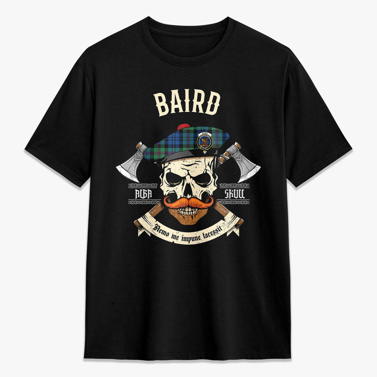 Baird Ancient Tartan Crest 2D T-shirt - Alba Skull Style